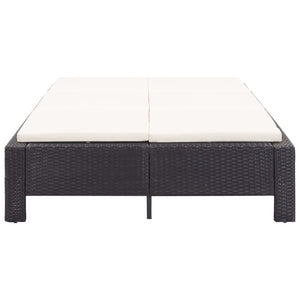 Lettino Prendisole a 2 Posti con Cuscino Nero in Polyrattan cod mxl 59746