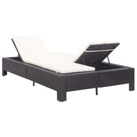 Lettino Prendisole a 2 Posti con Cuscino Nero in Polyrattan cod mxl 59746