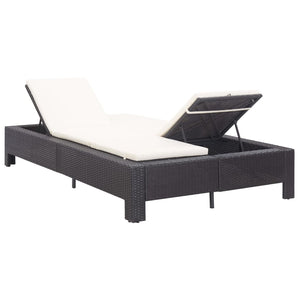 Lettino Prendisole a 2 Posti con Cuscino Nero in Polyrattan cod mxl 59746