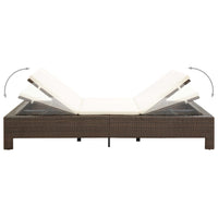 Lettino Prendisole a 2 Posti con Cuscino Marrone in Polyrattan 46239