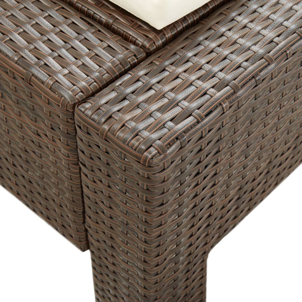 Lettino Prendisole a 2 Posti con Cuscino Marrone in Polyrattan 46239