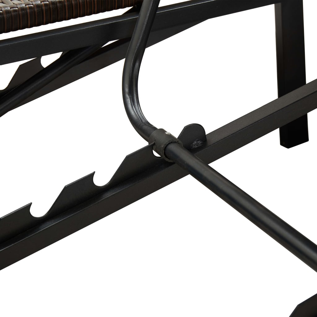 Lettino Prendisole a 2 Posti con Cuscino Marrone in Polyrattan 46239