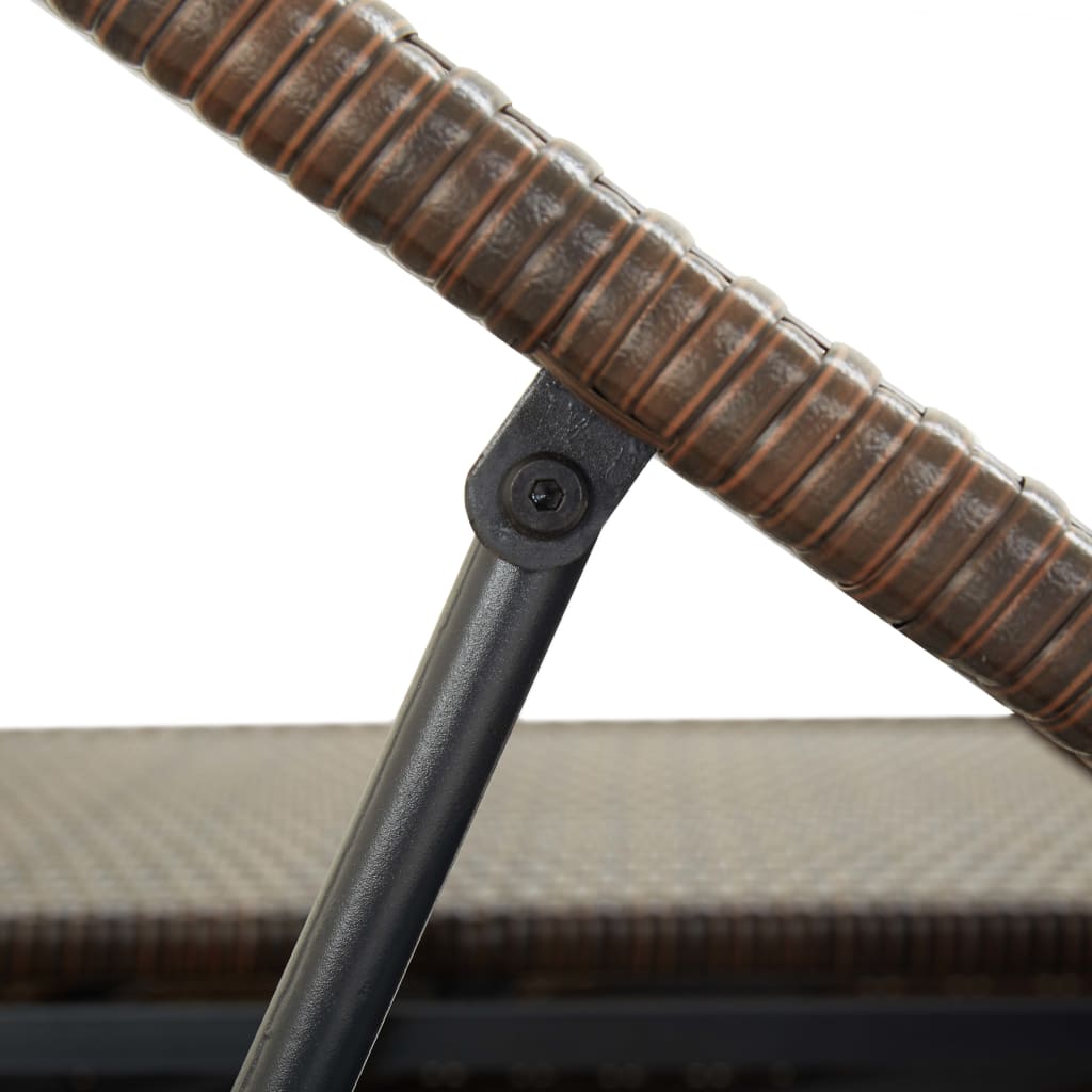 Lettino Prendisole a 2 Posti con Cuscino Marrone in Polyrattan 46239