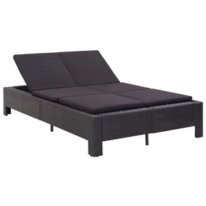Lettino Prendisole a 2 Posti con Cuscino Nero in Polyrattan cod mxl 64370