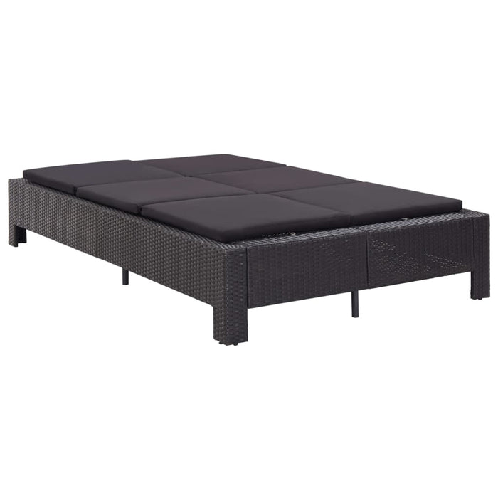 Lettino Prendisole a 2 Posti con Cuscino Nero in Polyrattan cod mxl 64370