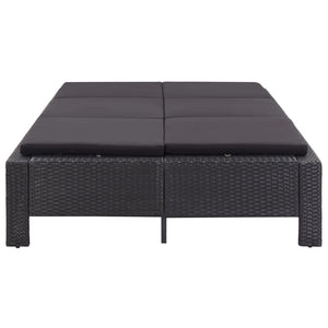 Lettino Prendisole a 2 Posti con Cuscino Nero in Polyrattan cod mxl 64370