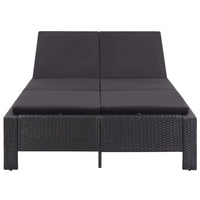 Lettino Prendisole a 2 Posti con Cuscino Nero in Polyrattan cod mxl 64370