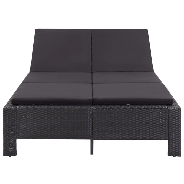 Lettino Prendisole a 2 Posti con Cuscino Nero in Polyrattan cod mxl 64370