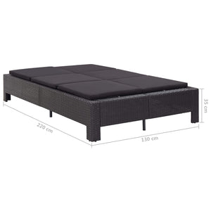 Lettino Prendisole a 2 Posti con Cuscino Nero in Polyrattan cod mxl 64370