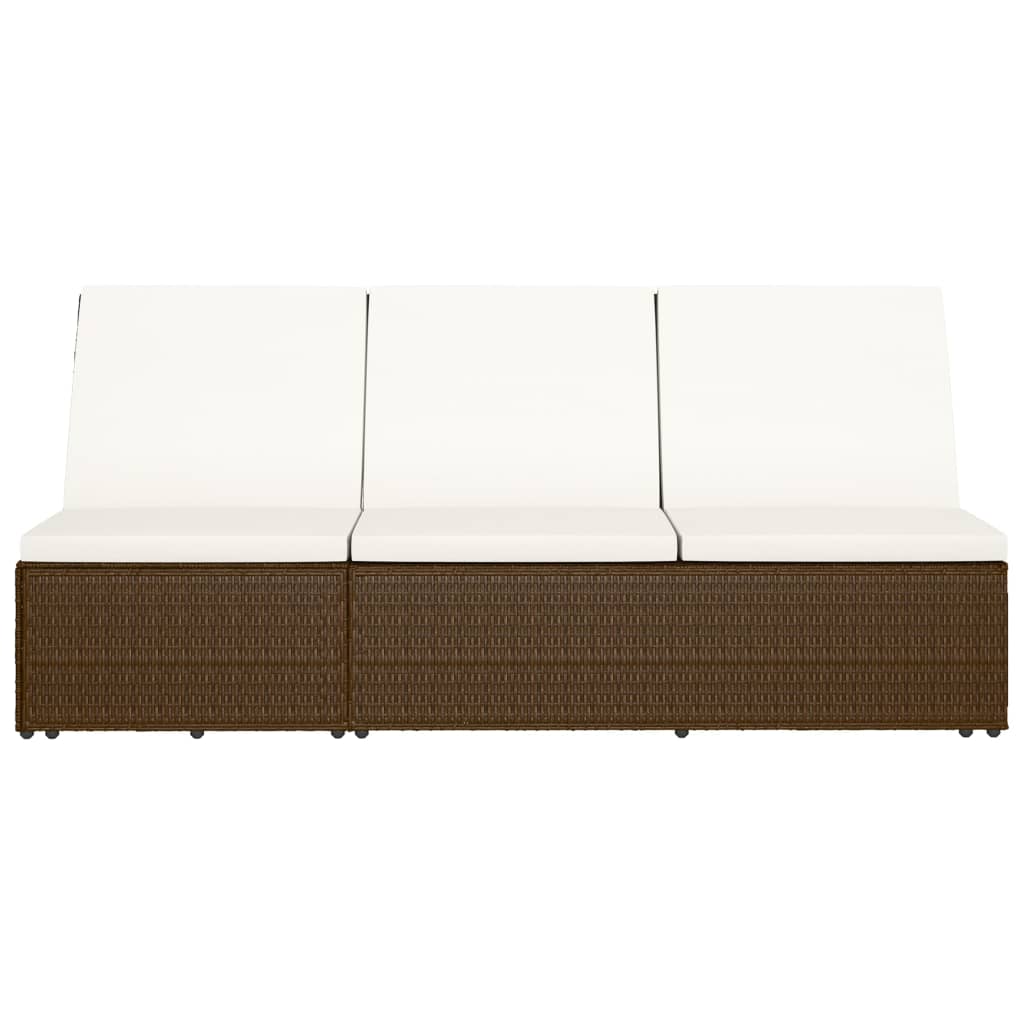 Lettino Prendisole Trasformabile con Cuscino Polyrattan Marrone cod mxl 68243