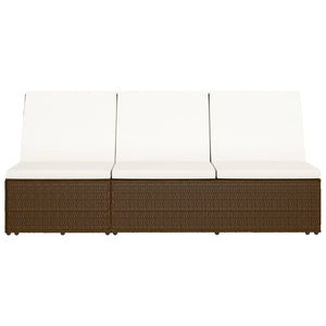 Lettino Prendisole Trasformabile con Cuscino Polyrattan Marrone 46243