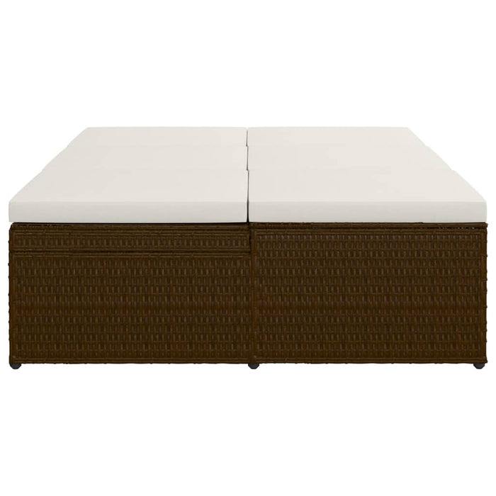 Lettino Prendisole Trasformabile con Cuscino Polyrattan Marrone cod mxl 68243