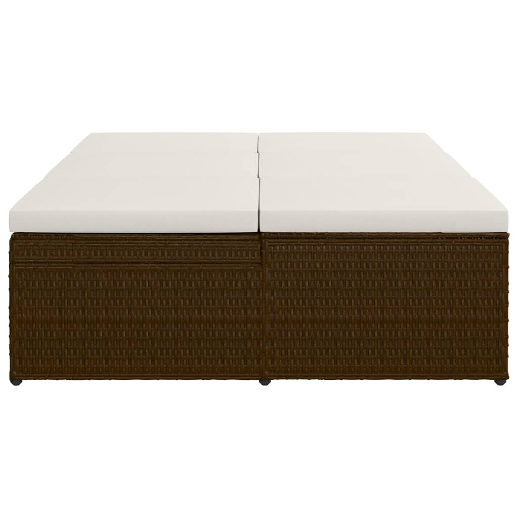 Lettino Prendisole Trasformabile con Cuscino Polyrattan Marrone 46243