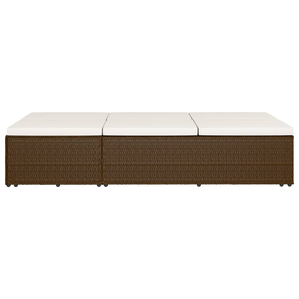Lettino Prendisole Trasformabile con Cuscino Polyrattan Marrone cod mxl 68243