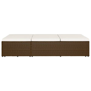 Lettino Prendisole Trasformabile con Cuscino Polyrattan Marrone cod mxl 68243