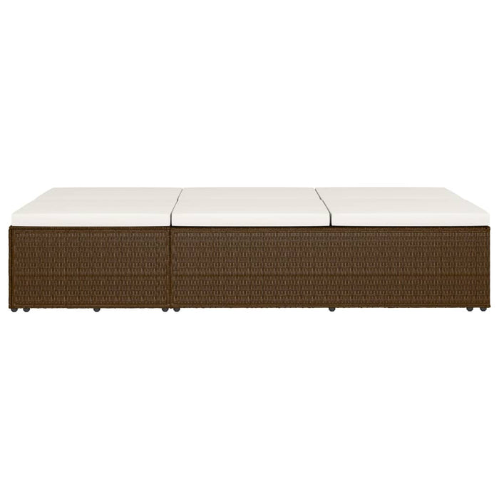 Lettino Prendisole Trasformabile con Cuscino Polyrattan Marrone cod mxl 68243