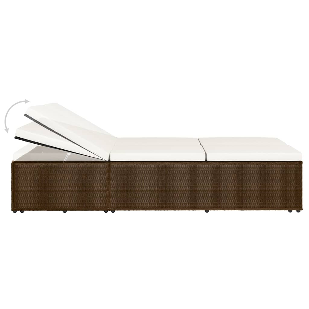 Lettino Prendisole Trasformabile con Cuscino Polyrattan Marrone 46243