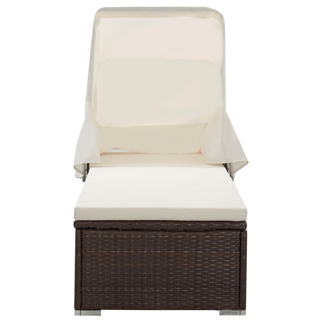 Sdraio sdraio prendisole lettino da giardino terrazzo arredo da esterno con tendalino e cuscino in resina intrecciata marrone 02_0012274