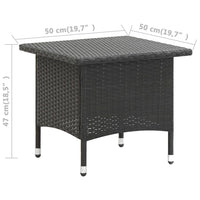 Tavolino da TÃ¨ Nero 50x50x47 cm in Polyrattan cod mxl 34268