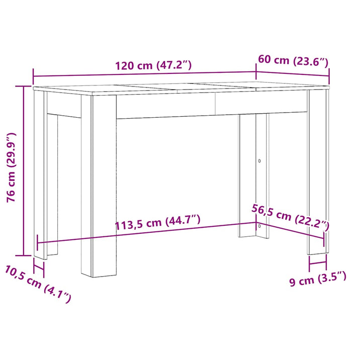 Tavolo da Pranzo Bianco 120x60x76 cm in Legno Multistrato 800432