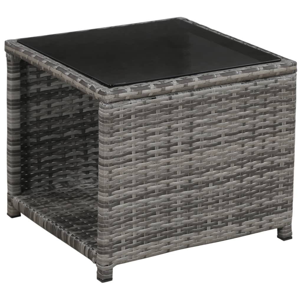 Set da Bistrot 3 pz con Cuscini in Polyrattan Grigio 47678