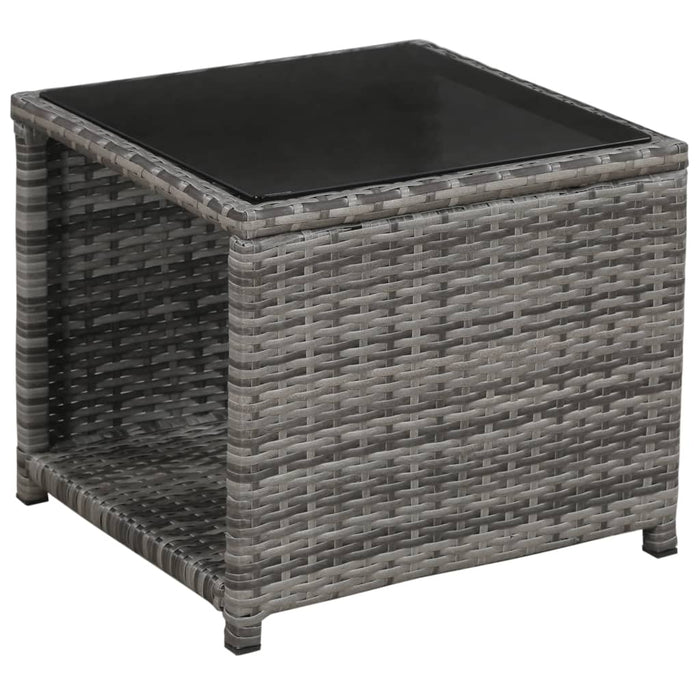 Set da Bistrot 3 pz con Cuscini in Polyrattan Grigio 47678
