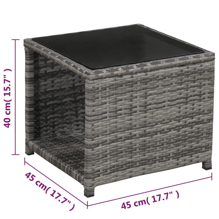 Set da Bistrot 3 pz con Cuscini in Polyrattan Grigio 47678
