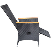 Sedie da Giardino Reclinabili 2 pz con Cuscini Polyrattan Nero 47683