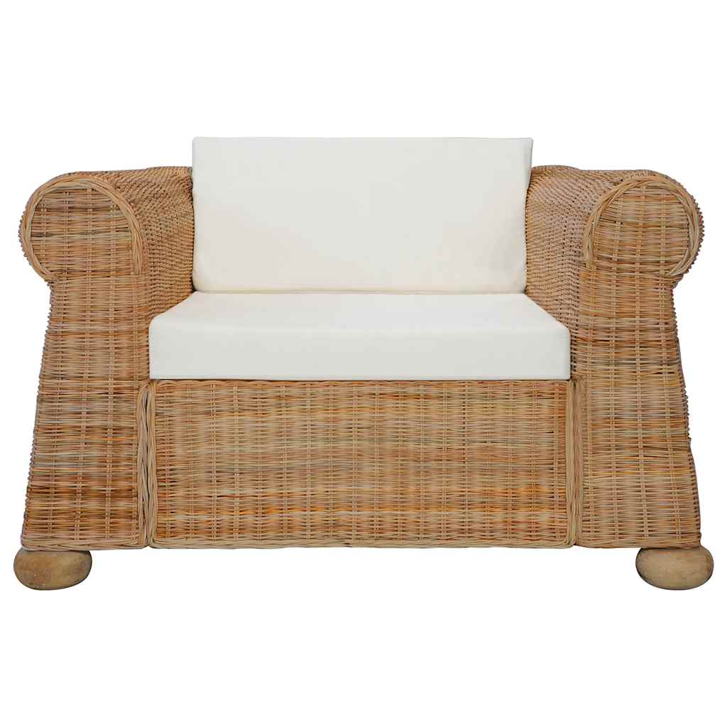 Set di Divani 2 pz con Cuscini in Rattan Naturale cod mxl 57976
