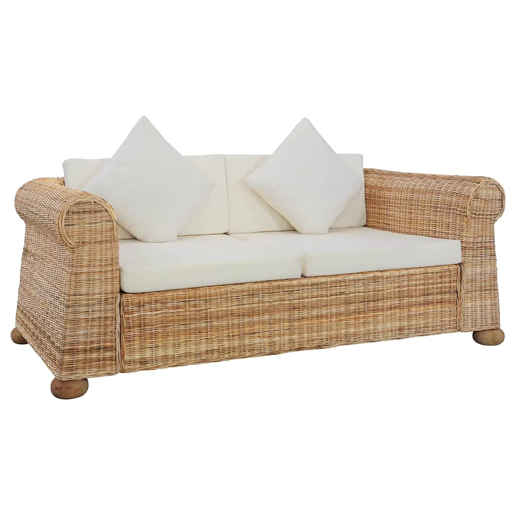 Set di Divani 2 pz con Cuscini in Rattan Naturale cod mxl 57976