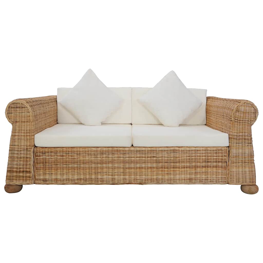 Set di Divani 2 pz con Cuscini in Rattan Naturale cod mxl 57976