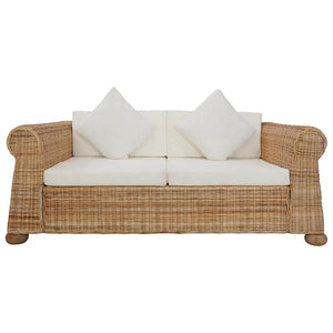Set di Divani 2 pz con Cuscini in Rattan Naturale cod mxl 57976