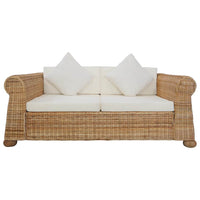 Set di Divani 2 pz con Cuscini in Rattan Naturale cod mxl 9999
