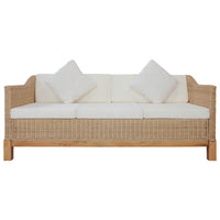 Set di Divani 3 pz con Cuscini in Rattan Naturale 278616