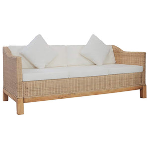 Set di Divani 3 pz con Cuscini in Rattan Naturale 278616