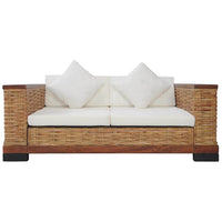 Set di Divani 3 pz con Cuscini in Rattan Naturale Marrone