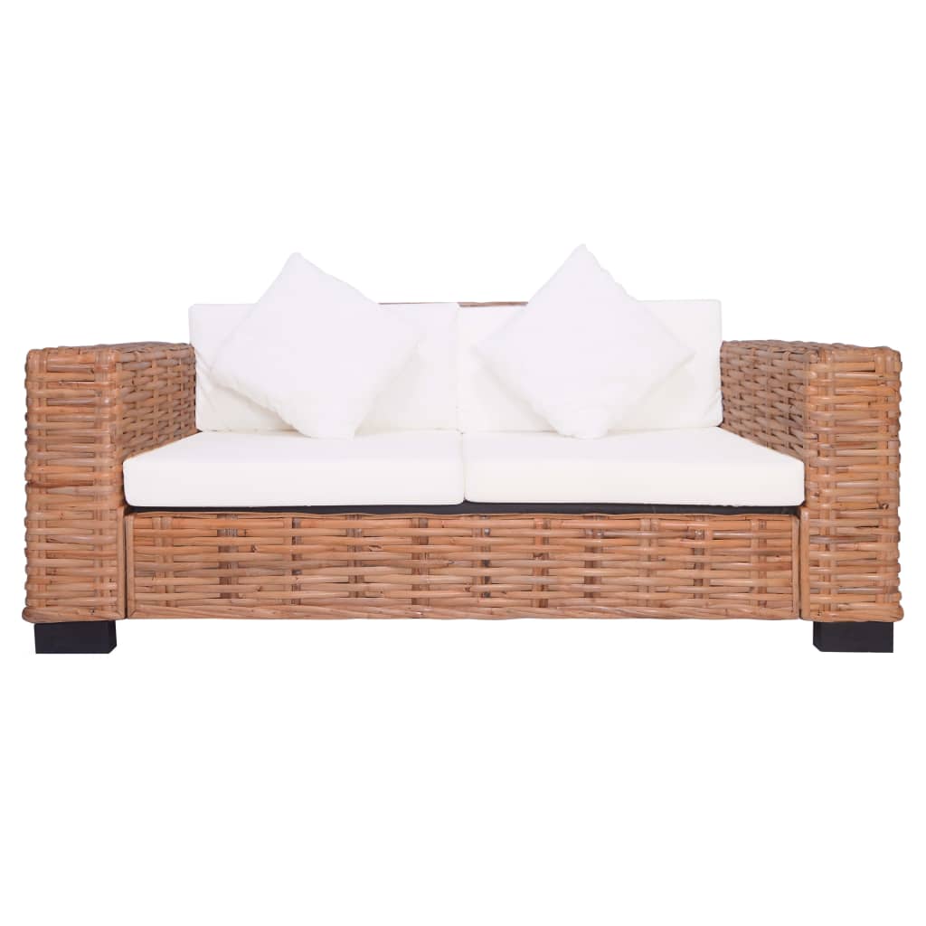 Set Divani 2 pz con Cuscini in Rattan Naturale   cod mxl 12720