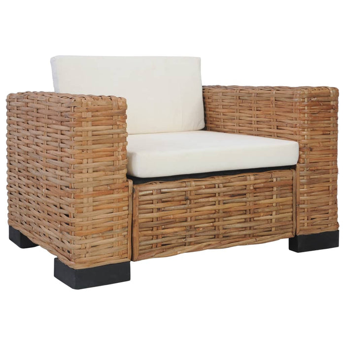 Set Divani 3 pz con Cuscini in Rattan Naturale 278624