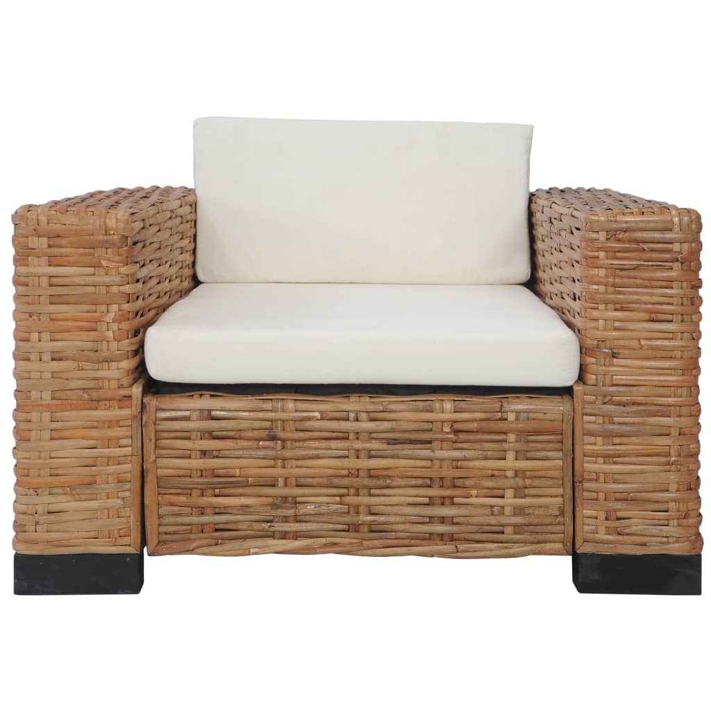 Set Divani 3 pz con Cuscini in Rattan Naturale 278624