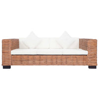 Set Divani 3 pz con Cuscini in Rattan Naturale 278624