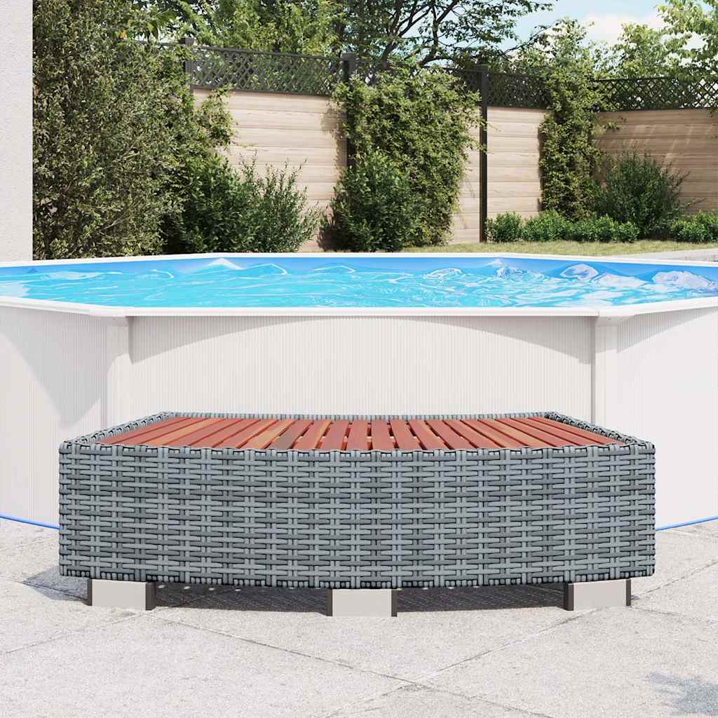 Scalino per Spa Grigio in Polyrattan 92x45x25 cm