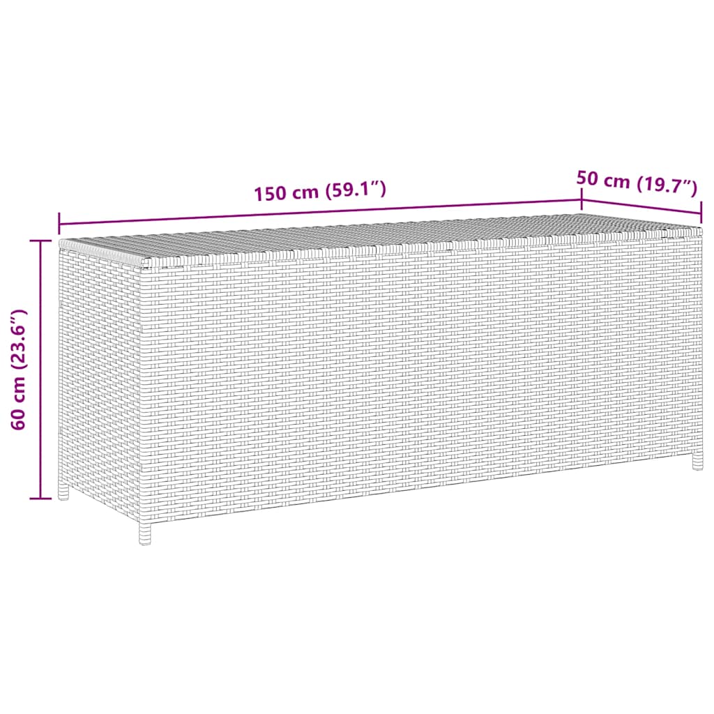 Baule da Giardino Grigio 150x50x60 cm in Polyrattan 46462