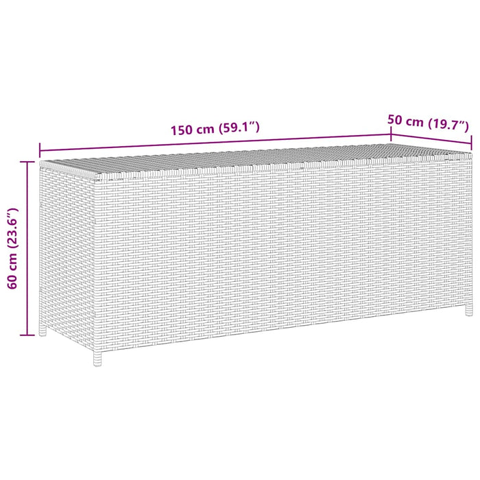 Baule da Giardino Grigio 150x50x60 cm in Polyrattan 46462