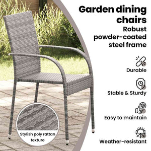 Sedie da Esterno Impilabili 2 pz Grigie in Polyrattan cod mxl 24701