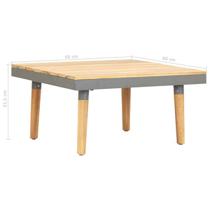 Tavolino da CaffÃ¨ per Giardino 60x60x31,5 cm Massello di Acacia cod mxl 14040