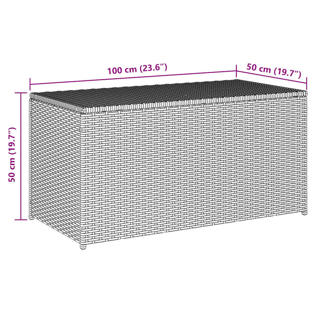 Baule da Giardino in Polyrattan 100x50x50 cm Marrone cod mxl 69639
