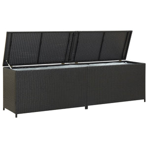 Baule da Giardino in Polyrattan 200x50x60 cm Nero 46474