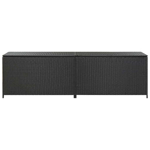 Baule da Giardino in Polyrattan 200x50x60 cm Nero 46474