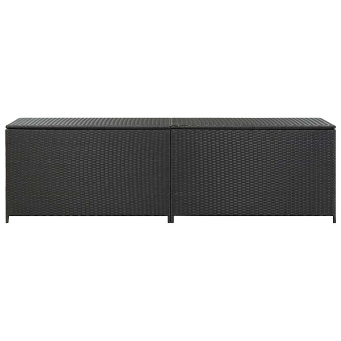 Baule da Giardino in Polyrattan 200x50x60 cm Nero 46474