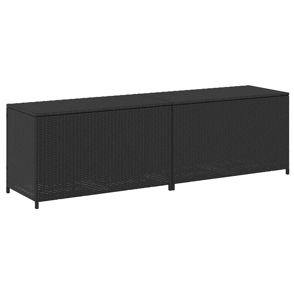 Baule da Giardino in Polyrattan 200x50x60 cm Nero 46474